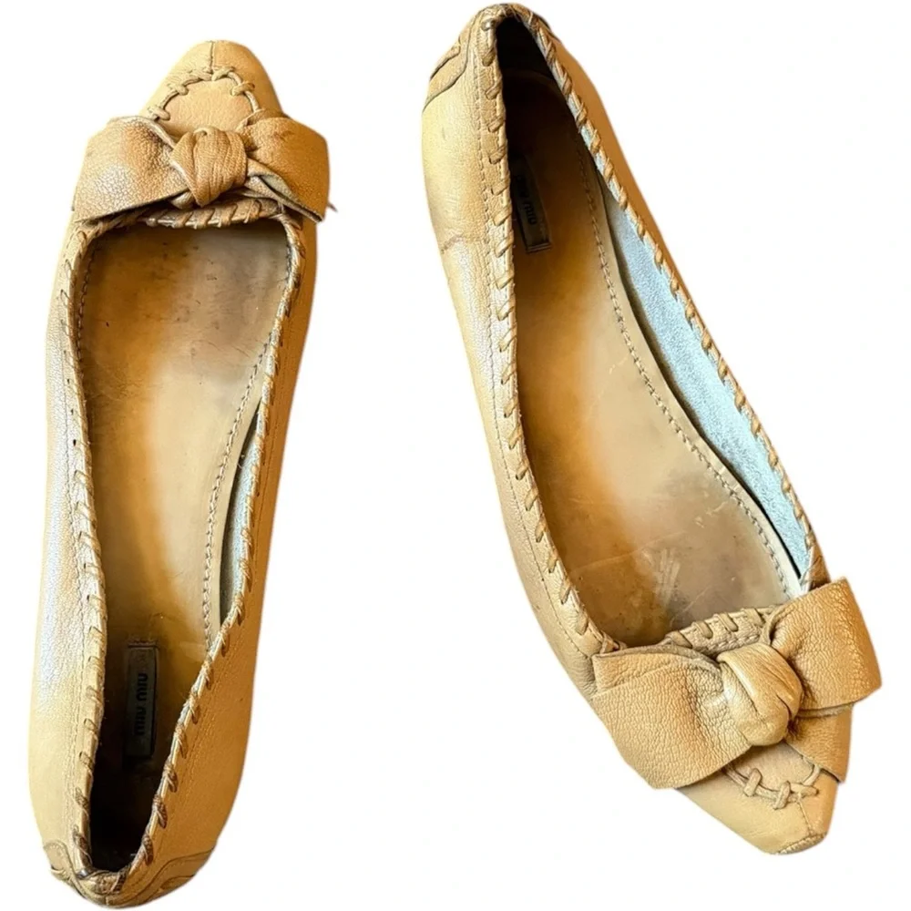 miu miu Vintage Designer Bow Ballet Flats